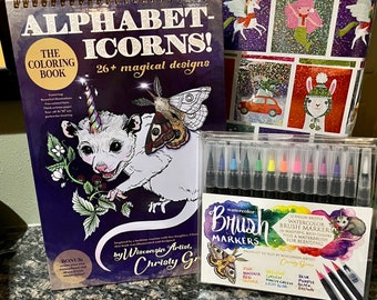 Combo - Alphabeticorns! The Coloring Book and Marker Set