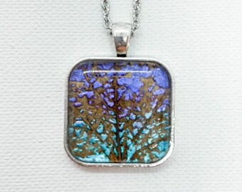 Pressed Leaf Skeleton - Nature Walk Pendant with Antique Silver Alloy Frame, Stainless Steel Chain