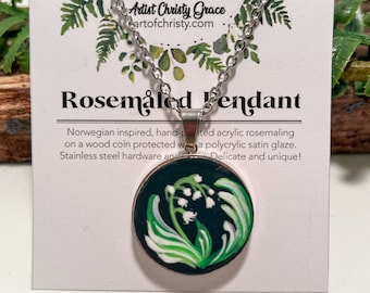 Rosemåled Pendant - Lily of the Valley