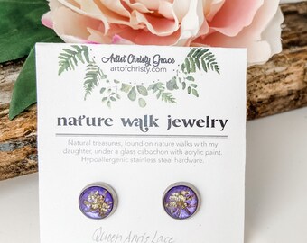 Real Pressed Queen Ann’s Lace Nature Walk Earrings