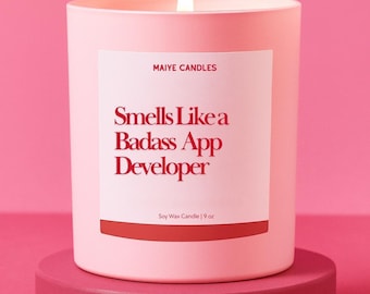 App Developer Gift Badass Developer Custom Candle For Software Engineering Graduates Funny Unique Personalized Gift for Computer Engineering