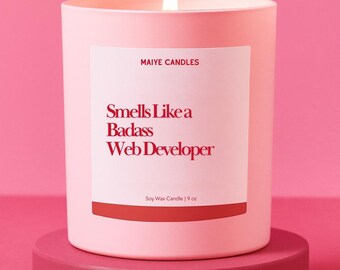 Web Developer Gift Badass Developer Custom Candle For Software Engineering Graduates Funny Unique Personalized Gift for Computer Engineering