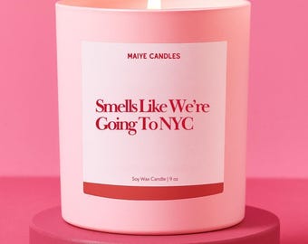 NYC Gift Candle Surprise Trip Destination Reveal Gift for Her Going to New York City