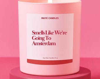 Amsterdam Gift Candle Surprise Trip Destination Reveal Gift for Her Going to Amsterdam