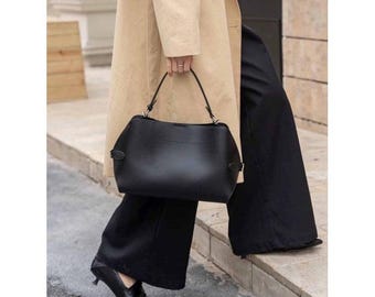 Harissa Strukturierte Italienische Leder Handtasche