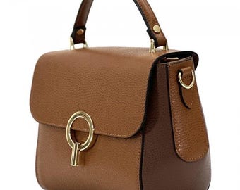 Die Kamelia Italienische Kalbsleder Leder Schulter und Top Griff Tasche - Hellbraun und Braun