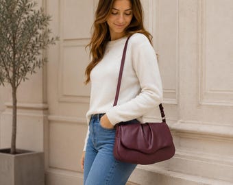Soft Italian Leather Shoulder Bag, Handmade Crossbody Purse for Women, Luxury Gift Handbag, The Marciana Italian Calfskin