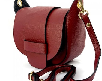 Riri Pebbled Italian Leather Shoulder and Crossbody Bag - Red