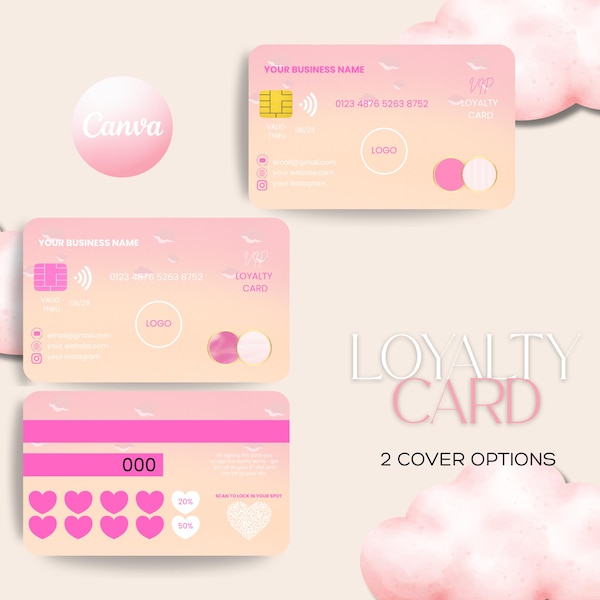 Editable Beauty Salon Loyalty Card Template (Canva)