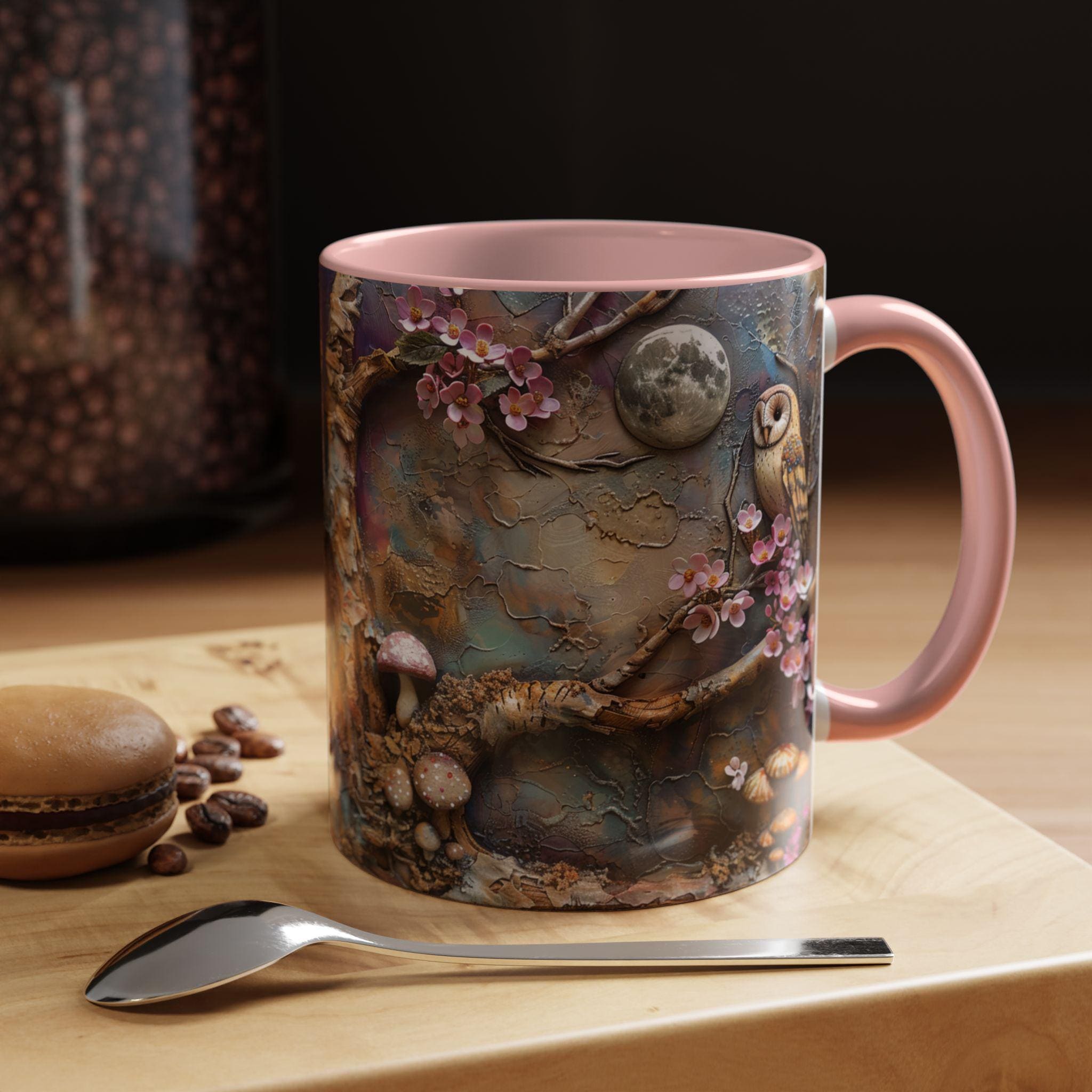 Floral Owl Mug, Woodland Mushroom Coffee Cup