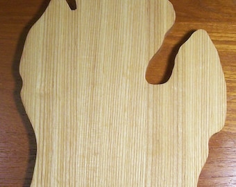 Edge-grain Ash Cutting Board in the shape of Michigan (lower penninsula) 9" tall x 7" wide