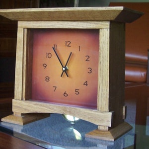 Arts and Crafts Wood Desk Clock With Pendulum and Feet image 3