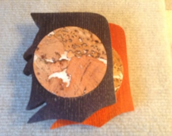 Detroit Tigers Solid Ash and designer cork coaster set of two.