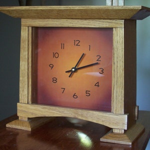 Arts and Crafts Wood Desk Clock With Pendulum and Feet image 2