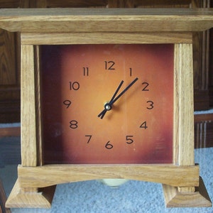 Arts and Crafts Wood Desk Clock With Pendulum and Feet image 4