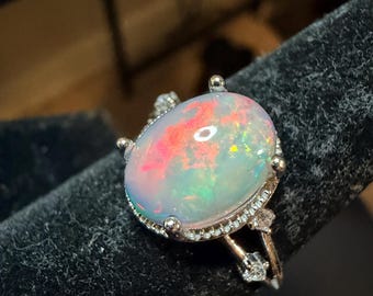 1.8 carat Ethiopian opal adjustable ring pink flash