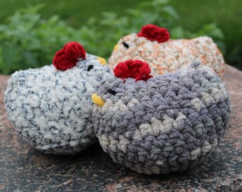 handmade crochet chickens
