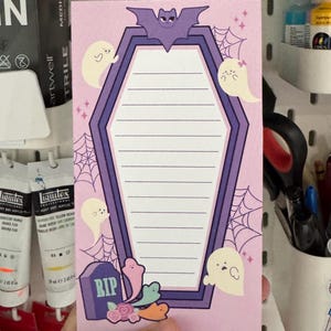 Coffin Shaped Magnetic Notepad | Pastel Goth Stationary Spooky Cute