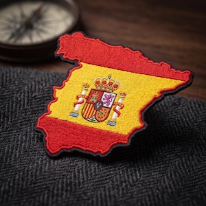 Toppa ricamata con mappa della Spagna, toppa termoadesiva con bandiera spagnola, toppa souvenir della Spagna, toppa da viaggio per giacca, toppa per zaino, toppa con bandiera nazionale