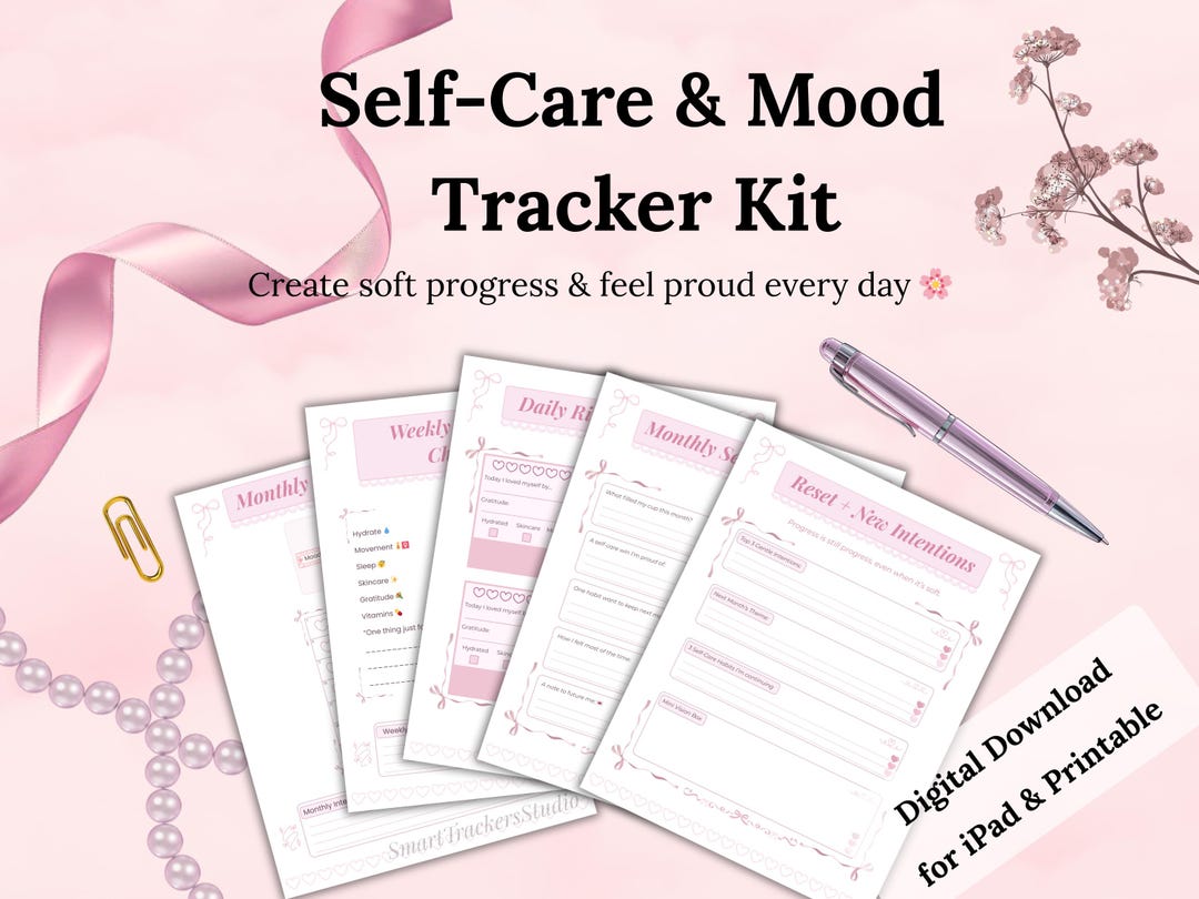 Self Care & Mood Tracker Printable | Coquette Habit Tracker PDF for ...
