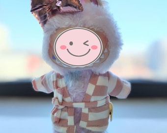 Ropa de muñeca de 17 cm hecha a mano, conjunto de ropa de peluche