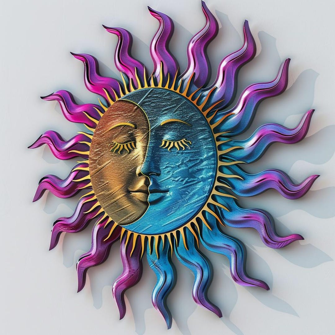 Celestial Sun Moon Metal Wall Art, Boho Outdoor Garden Decor Sign - Etsy