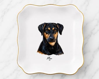 Personalized Dog Portrait from Photo Jewelry Dish, Custom Pet Portrait Gift,Dog Artwork Dish, Digital Dog Print, Memorial Gift for Dog Lover