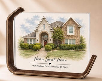 Personalized Watercolor House Drawing from Photo - Custom Home Illustration with Floating Acrylic Frame