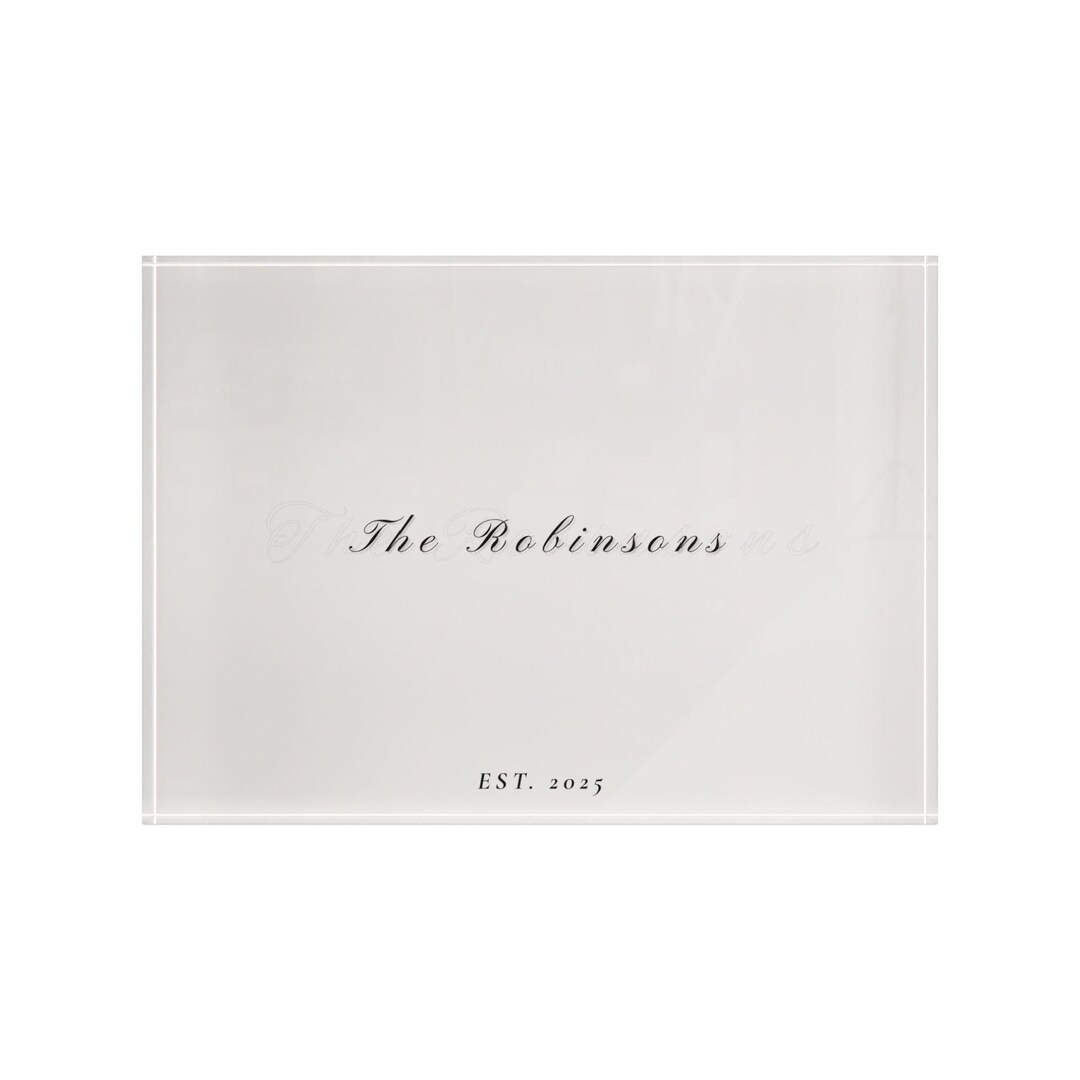 Personalized Script Name Photo Block | Custom Family Name Display, Est ...