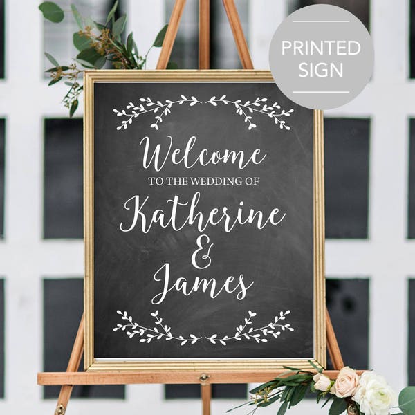 Chalkboard Wedding Welcome Sign Chalkboard Print Large Wedding Welcome Sign Welcome Wedding Sign Printed Wedding Welcome Sign