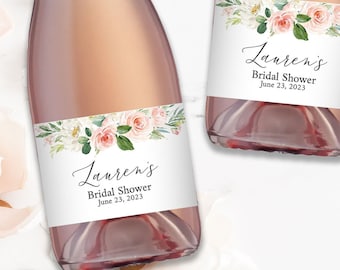 Lovely Blush Floral Champagne Labels Mini Sparkling Cider Labels Blush Floral Bridal Shower Champagne Labels Custom Mini Champagne