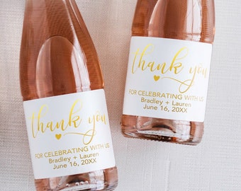 Thank You For Celebrating With Us Foil Mini Champagne Labels Mini Sparkling Cider Labels Personalized Mini Champagne Labels Printed Mini Cha