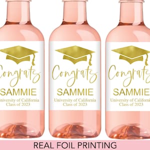 Graduation Mini Wine Labels Congrats Grad Wine Labels Graduation Mini Wine Labels Gold Foil Graduation Wine Labels Graduation Gift Wine