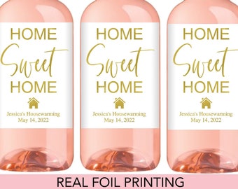 Home Sweet Home Mini Wine Labels Housewarming Party Mini Wine Favor Labels Housewarming Gift Mini Wine Labels Gold Foil Mini Wine Labels