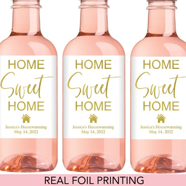 Home Sweet Home Mini Wine Labels Housewarming Party Mini Wine Favor Labels Housewarming Gift Mini Wine Labels Gold Foil Mini Wine Labels