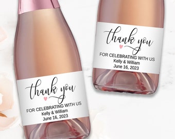 Thank You For Celebrating With Us Mini Champagne Labels Mini Sparkling Cider Labels Personalized Mini Champagne Labels Printed Mini Champagn