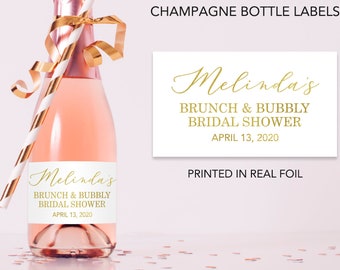 Brunch and Bubbly Bridal Shower Champagne Labels Bridal Shower Favor Labels Bridal Shower Mini Champagne Favor Stickers Brunch Bubbly