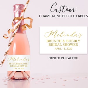 Brunch and Bubbly Bridal Shower Champagne Labels Bridal Shower Favor Labels Bridal Shower Mini Champagne Favor Stickers Brunch Bubbly