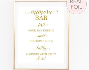 Mimosa Bar Sign, Mimosa Bar Wedding Sign  Gold Mimosa Bar Mimosa Bar Print Wedding Mimosa Bar Rose Gold Mimosa Bar (FS4)