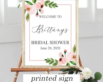 Floral Bridal Shower Welcome Sign, Large Bridal Shower Welcome Sign, Welcome Bridal Shower Sign Floral Bridal Shower Sign, Printed Sign