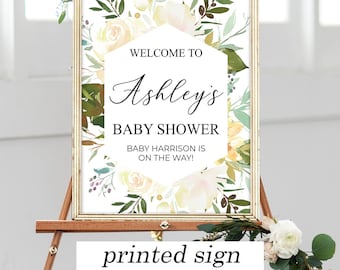 Baby Shower Welcome Sign Large Baby Shower Welcome Sign Welcome Baby Shower Sign Floral Baby Shower Sign Printed Baby Shower