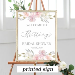 Blush Floral Bridal Shower Welcome Sign Large Bridal Shower Welcome Sign Welcome Bridal Shower Sign Printed Bridal Shower Sign