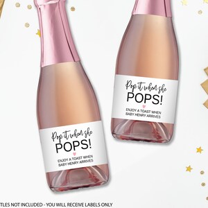 Pop It When She Pops Baby Shower Champagne Labels Baby Shower Mini Champagne Bottle Labels Baby Shower Champagne Labels