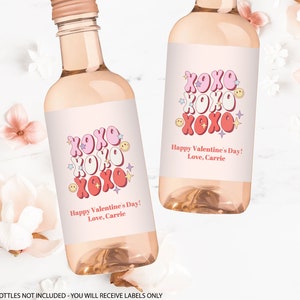 XOXO Retro Valentine Mini Wine Labels Mini Wine Labels Personalized Valentine Wine Labels Printed Valentine Wine Labels Wine Stickers