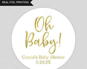 Oh Baby Foil Favor Stickers Personalized Foil Stickers Custom Foil Stickers Printed and Shipped Stickers Foil Favor Stickers