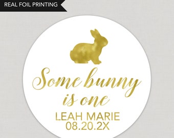 Some Bunny Foil Favor Stickers Personalized Foil Stickers Custom Foil Stickers Printed and Shipped Stickers Foil Favor Stickers