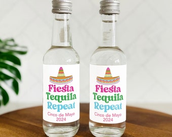 Fiesta Tequila Repeat Mini Shot Labels, Cinco de Mayo Shooter Labels, Tequila Shooter Labels, Cinco de Mayo Liquor Bottle Sticker