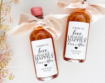 Cheers to Love Laughter and Happily Ever After Wedding Mini Wine Labels Wedding Wine Favor Labels Wedding Mini Wine Labels Gold Wedding Wine