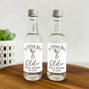 A Tini Bit Older Martini Birthday Shot Labels, Martini Birthday Shooter Labels, Dirty Martini Birthday Label, Martini Shot Bottle Labels