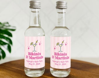 Bikinis and Martinis Mini Shot Labels, Bikinis and Martinis Bachelorette Party, Beach Bachelorette Shot Bottle Labels, Bikinis & Martinis